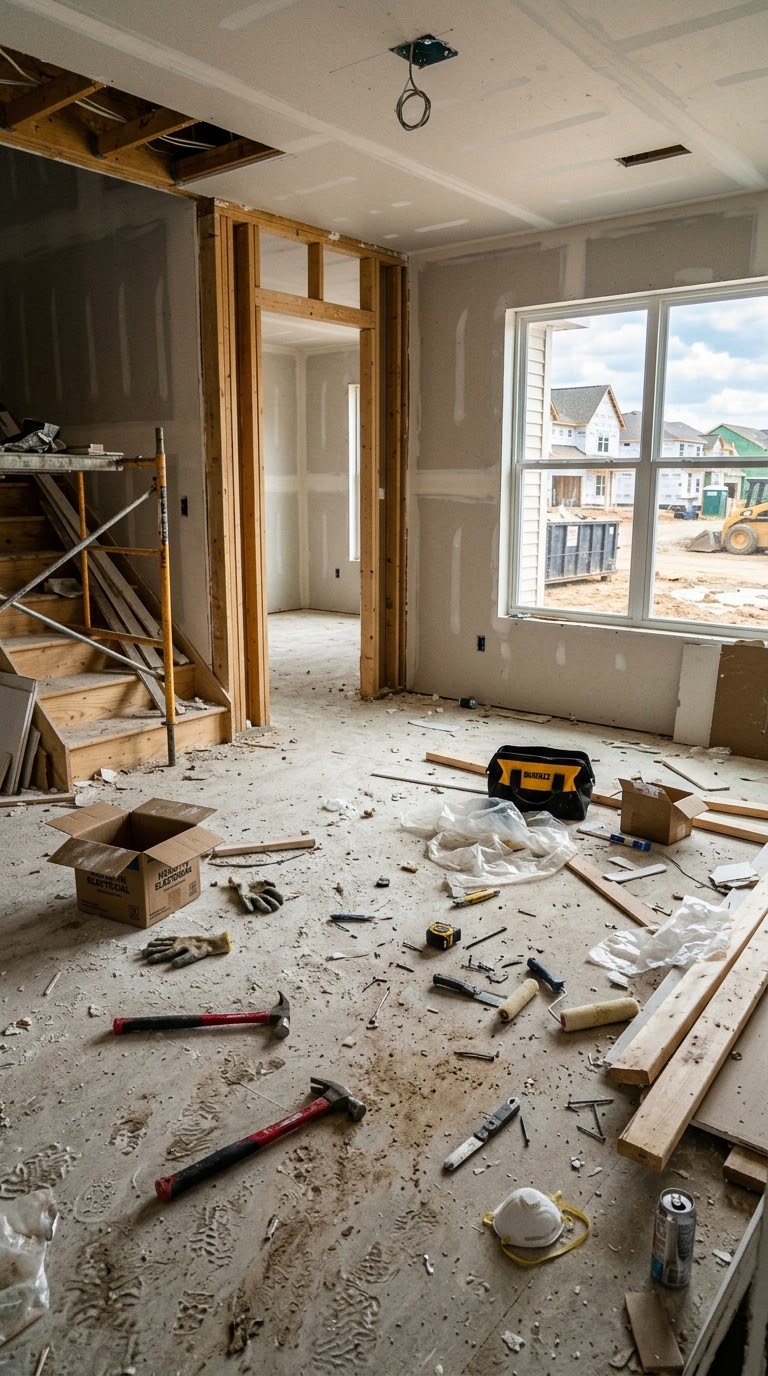Room before post-construction cleaning